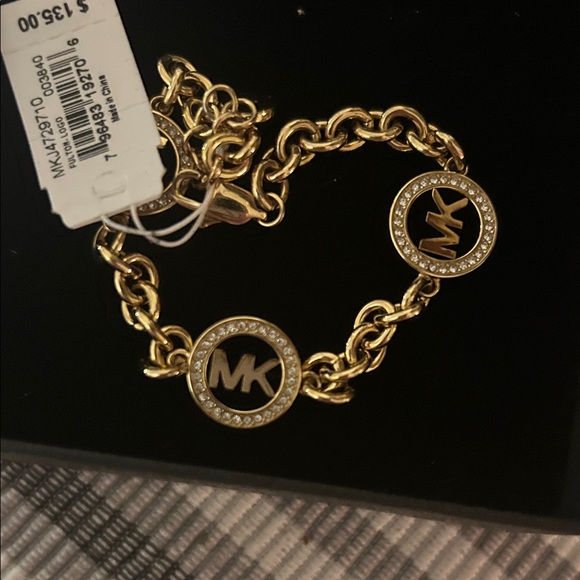NWT Michael Kors Gold Chain Bracelet with MK Medallions - Picture 3 of 3